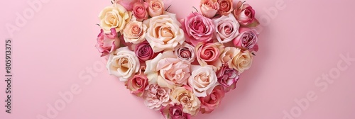 Blooming Heart of Pink and Cream Roses