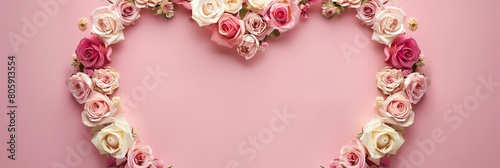 Blooming Heart of Pink and Cream Roses