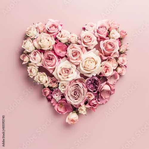 Blooming Heart of Pink and Cream Roses