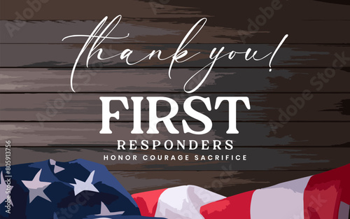 National First Responders Day Holiday concept. Template for background, banner, card, poster, t-shirt with text inscription