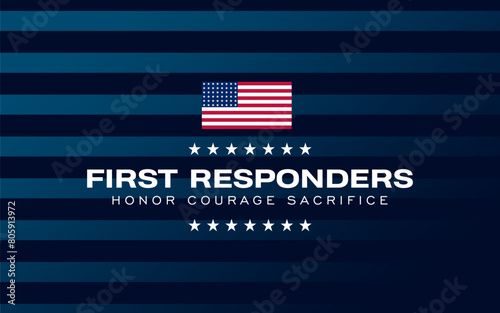 National First Responders Day Holiday concept. Template for background, banner, card, poster, t-shirt with text inscription