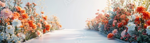 Wallpaper Mural A long, narrow path is lined with flowers Torontodigital.ca