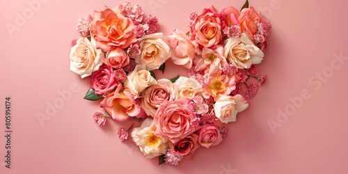 Blooming Heart of Pink and Cream Roses