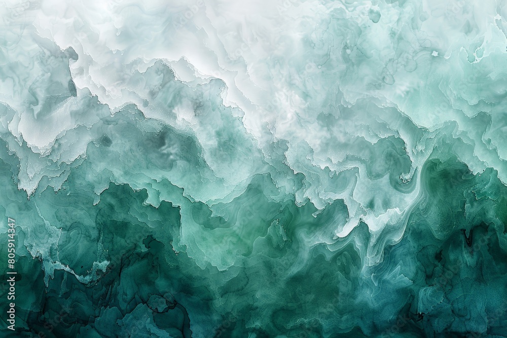 Obraz premium Abstract watercolor paint background by deep teal color white and green with liquid fluid texture for backdrop 