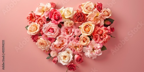 Blooming Heart of Pink and Cream Roses