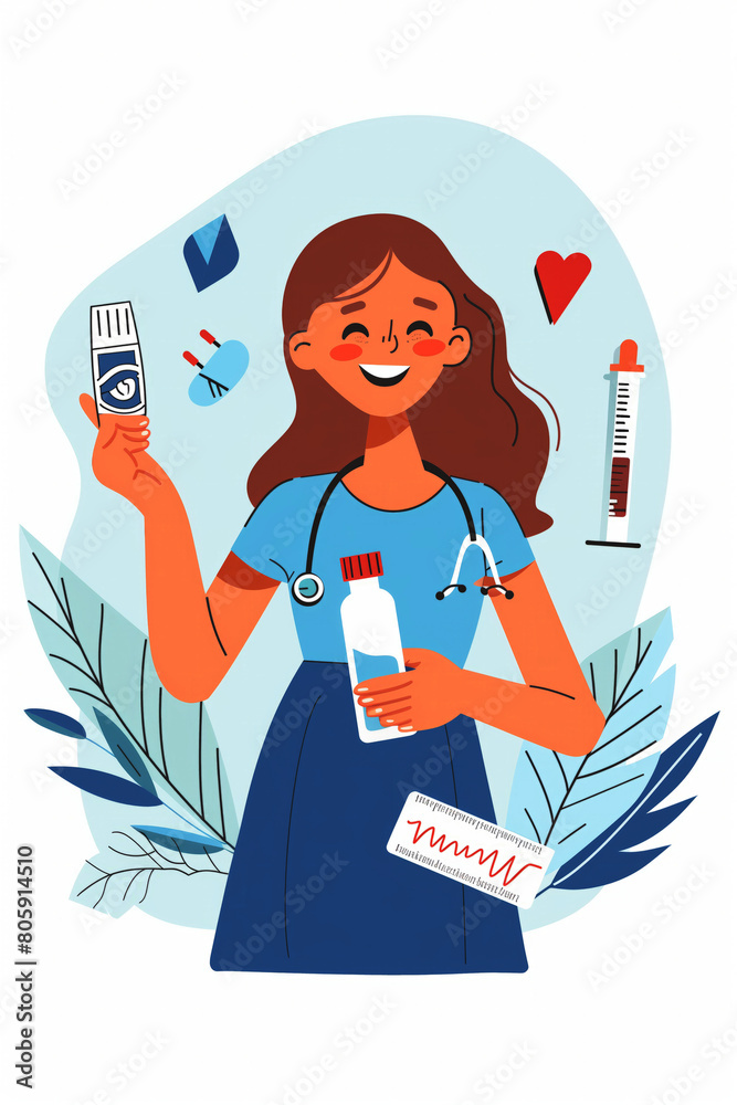 Woman with a glucose meter Woman with a glucose meter