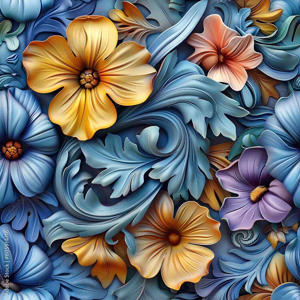 3d floral pattern background,