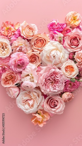 Blooming Heart of Pink and Cream Roses