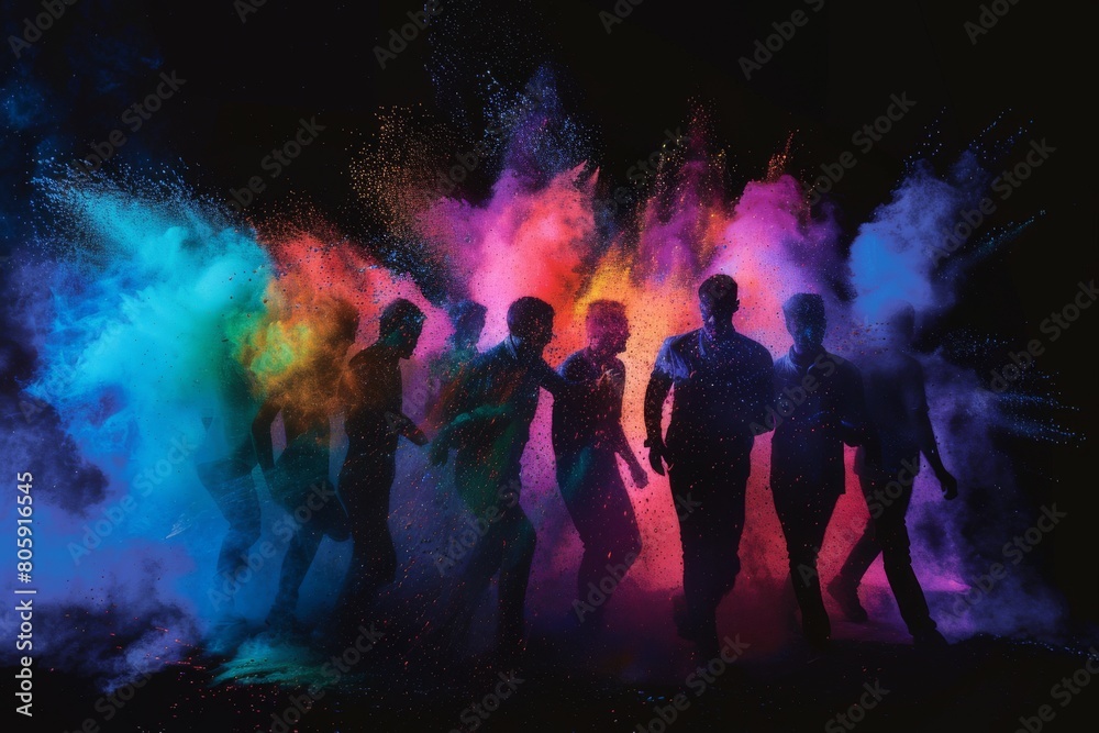 Energetic Celebration: Group of Friends Exploding with Joy Amidst a Vibrant Color Holi Festival
Energetic Celebration: Group of Friends Exploding with Joy Amidst a Vibrant Color Holi Festival