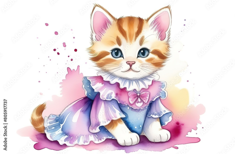 Drawing of a beautiful, red, white Siberian cat in a dress with flowers. A colored postcard. Cover for a notebook, book, notebook. March 8, birthday, congratulations on the holiday. Drawing of a beautiful, red, white Siberian cat in a dress with flowers. A colored postcard. Cover for a notebook, book, notebook. March 8, birthday, congratulations on the holiday.