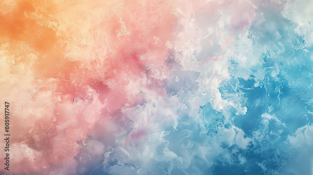 Obraz premium Abstract art of pastel powder clouds blending on a canvas, vibrant and soothing
