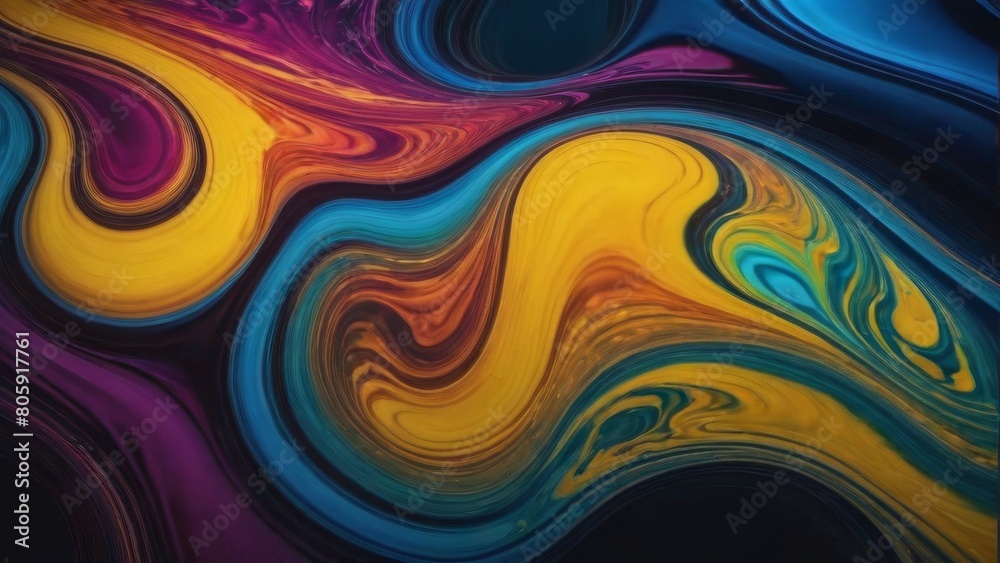 abstract colorful background of oil paint in the form of a wave