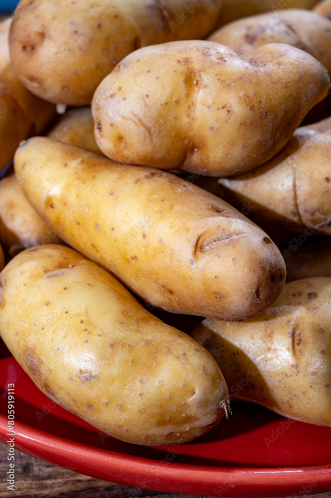 Ratte potato, La Ratte, La Reine Ratte du Touquet, or Asparges small potato with unique nutty flavor and smooth, buttery texture Ratte potato, La Ratte, La Reine Ratte du Touquet, or Asparges small potato with unique nutty flavor and smooth, buttery texture