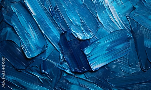 Acrylic paint strokes. Abstract background in blue colors, Generative AI 