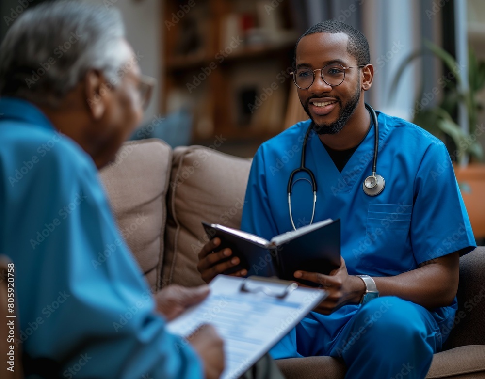 Fototapeta premium doctor talking to senior patient