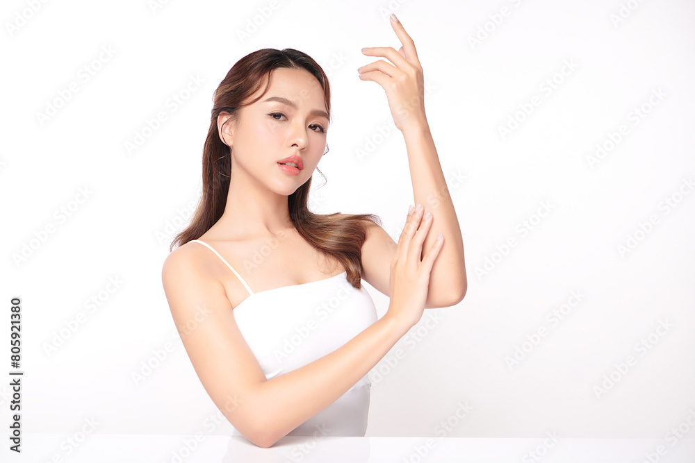 Beautiful young asian woman with clean fresh skin on white background, Face care, Facial treatment, Cosmetology, beauty and spa, Asian women portrait. Beautiful young asian woman with clean fresh skin on white background, Face care, Facial treatment, Cosmetology, beauty and spa, Asian women portrait.