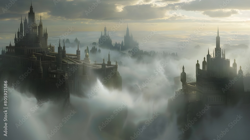 Naklejka premium City in the clouds