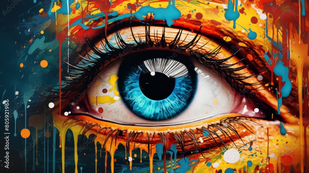 Vibrant abstract eye painting