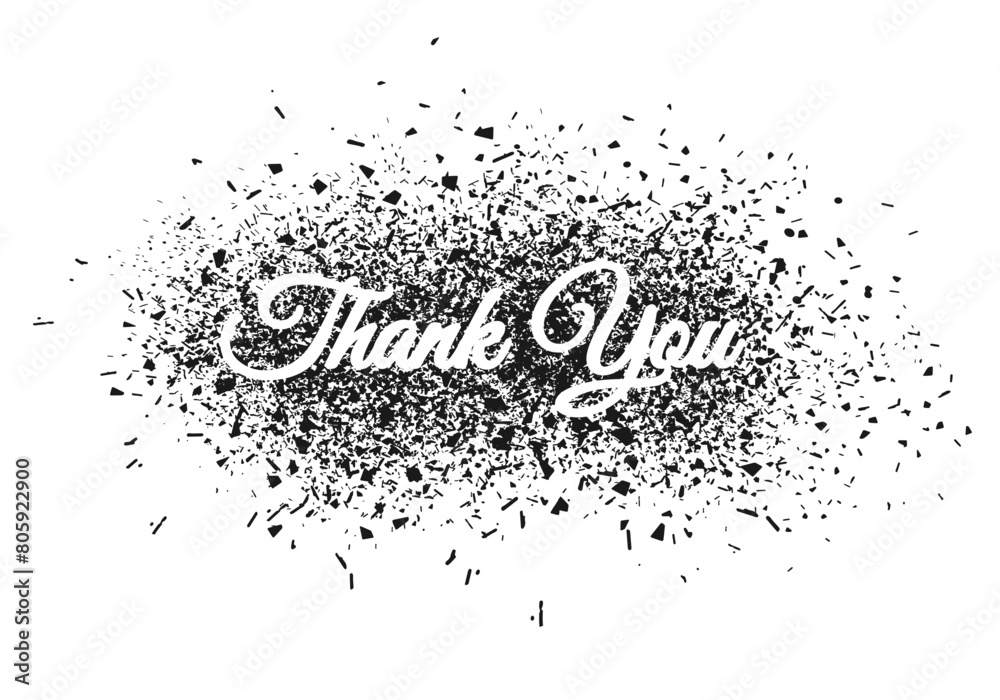 Thank you text with distortion spray effect, vector illustration Thank you text with distortion spray effect, vector illustration