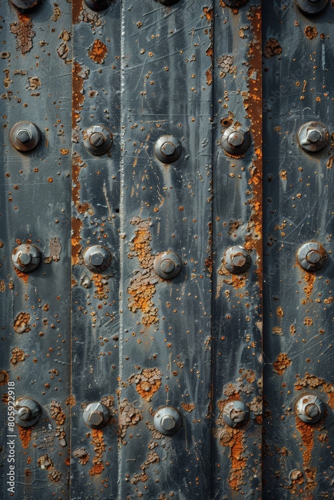 Fototapeta premium Steel plate with rivets