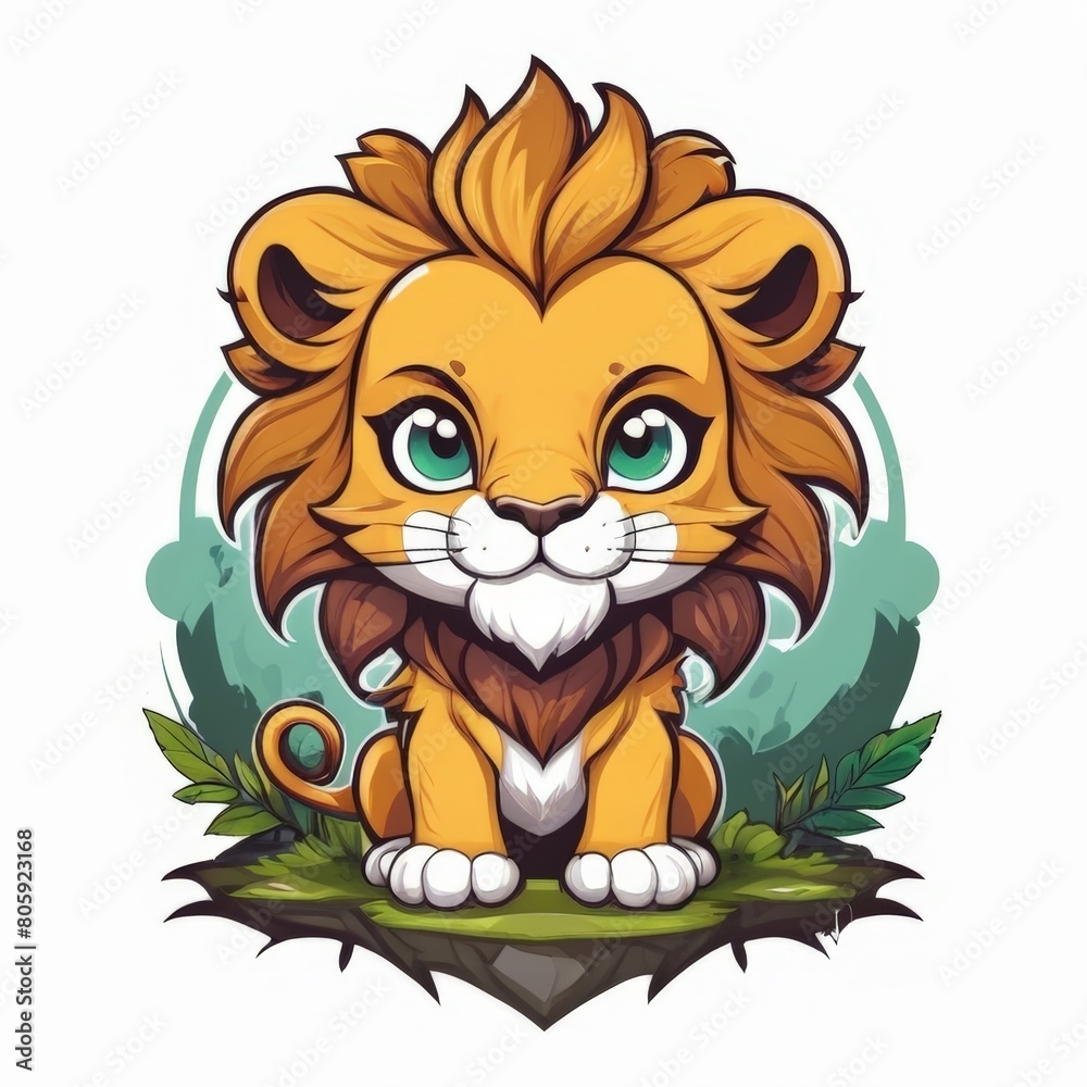 Adorable Chibi Baby Lion King Icon Suitable for Logo Mascot Adorable Chibi Baby Lion King Icon Suitable for Logo Mascot