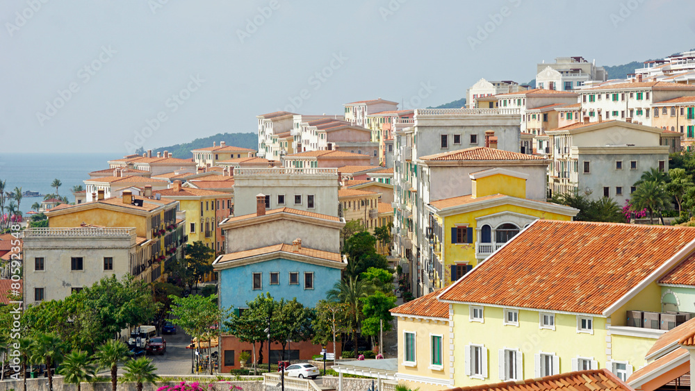 italian village in sunset town italian village in sunset town