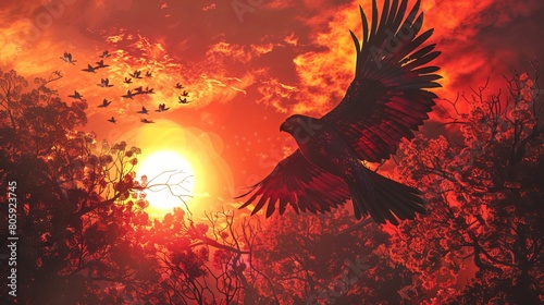Crimson Wings: A Swift Shadow in the Sunset