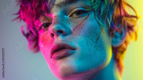 Embracing Androgyny: The Spectrum of Gender Expression - A portrait of a person with features that challenge traditional gender stereotypes, showcasing the fluidity and diversity of gender identities.