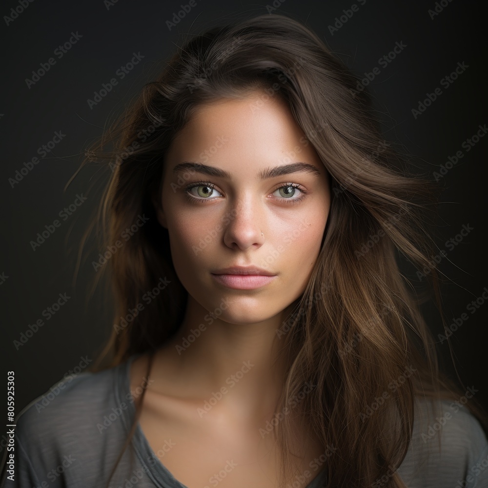 Thoughtful young woman with long hair Thoughtful young woman with long hair