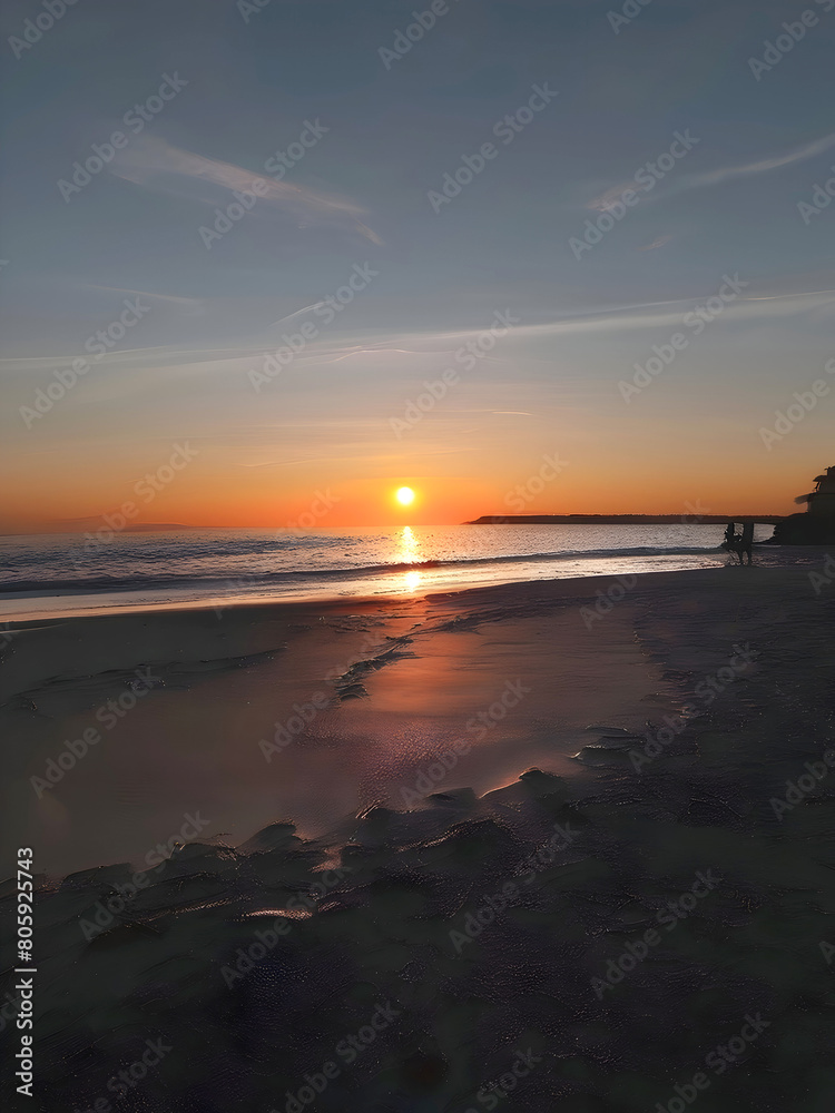 Sunset Sea Beach Landscape Art Sunset Sea Beach Landscape Art