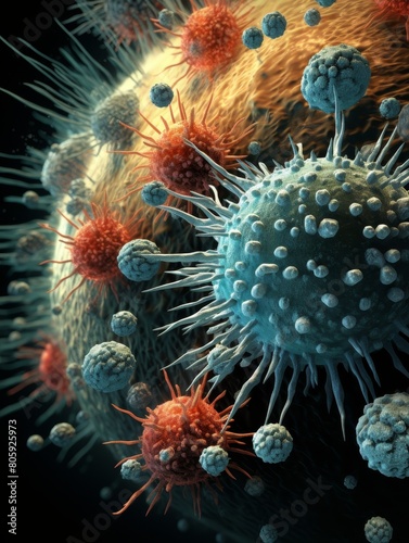 Microscopic view of virus cells