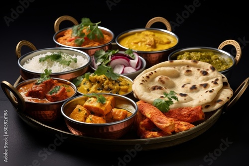 Assortment of traditional indian dishes