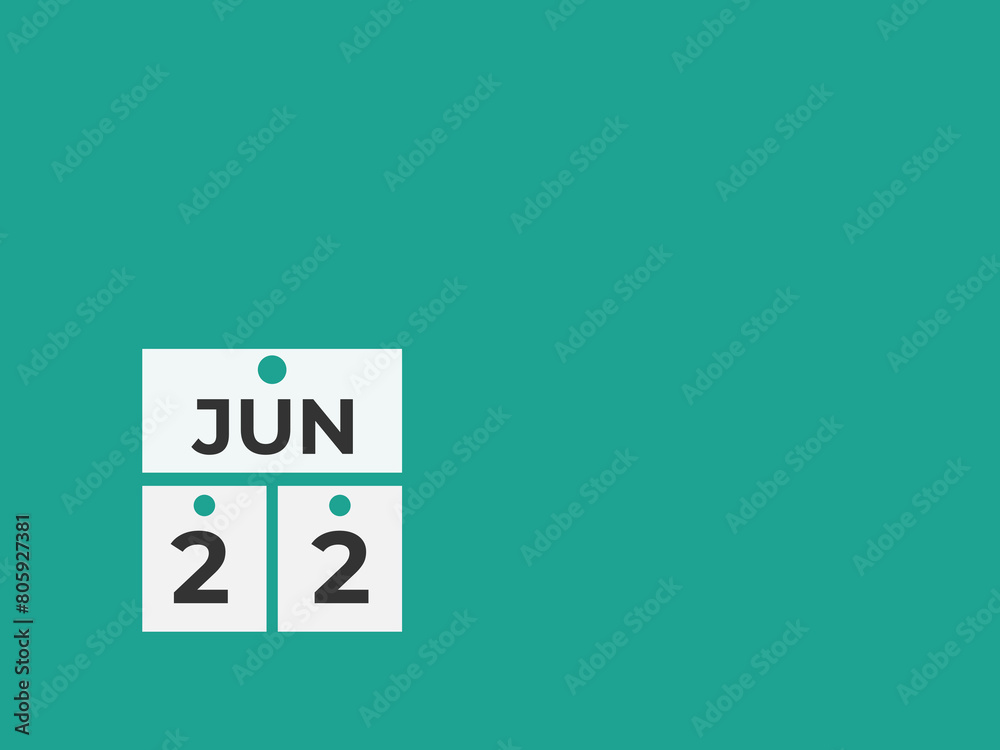 June 22 calendar reminder. 22 June daily calendar icon template. Calendar 22 June icon Design template. Vector illustration
June 22 calendar reminder. 22 June daily calendar icon template. Calendar 22 June icon Design template. Vector illustration