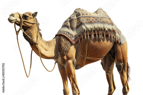 brown camel looking isolated on white.