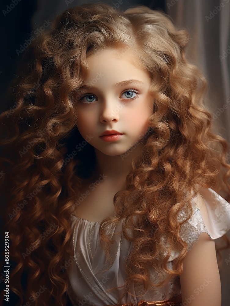 Captivating Portrait of a Curly-Haired Girl Captivating Portrait of a Curly-Haired Girl