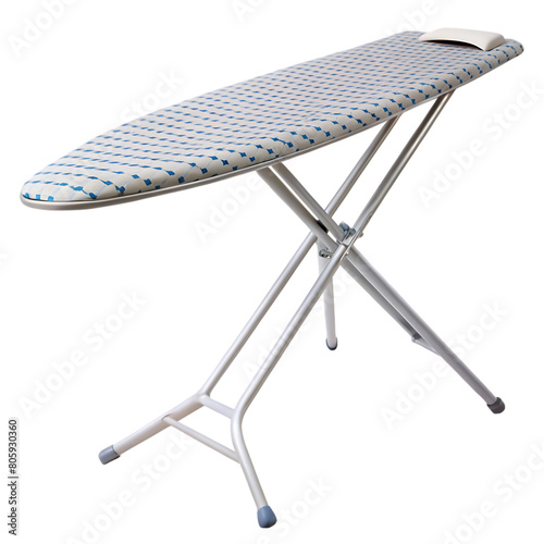White picnic table isolated on a white wall