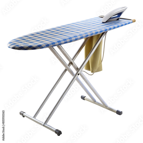 White picnic table isolated on a white wall