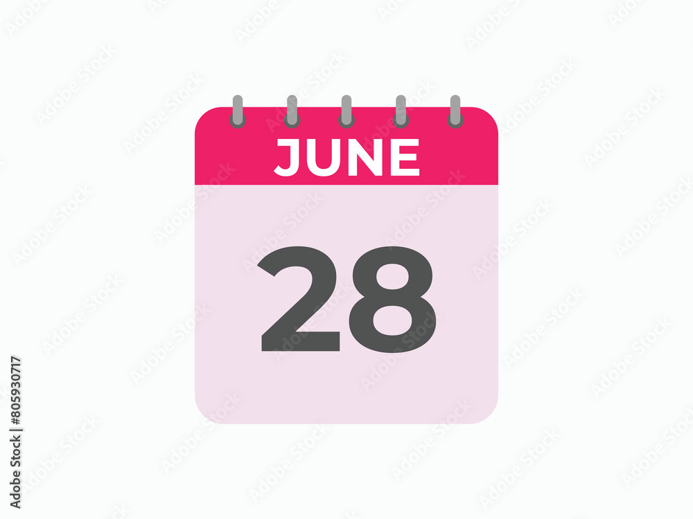 June 28 calendar reminder. 28 June daily calendar icon template. Calendar 28 June icon Design template. Vector illustration
June 28 calendar reminder. 28 June daily calendar icon template. Calendar 28 June icon Design template. Vector illustration