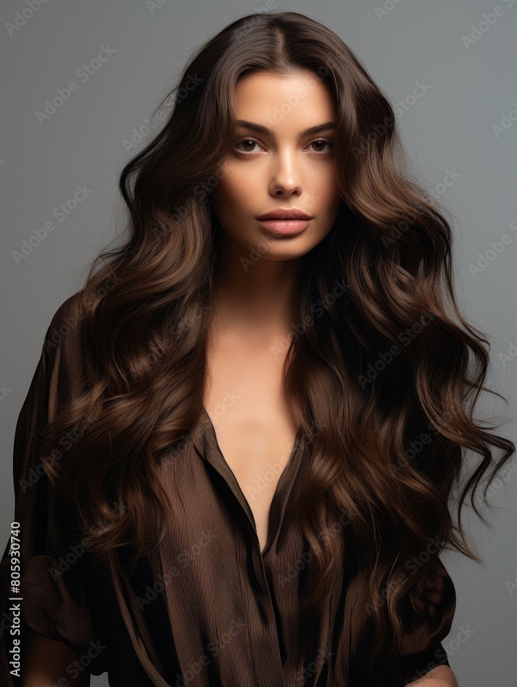 Glamorous woman with long wavy hair Glamorous woman with long wavy hair