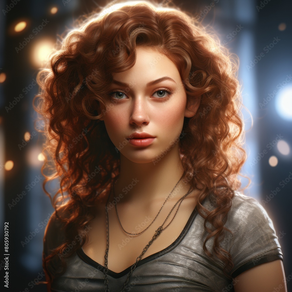 Glamorous woman with curly red hair Glamorous woman with curly red hair