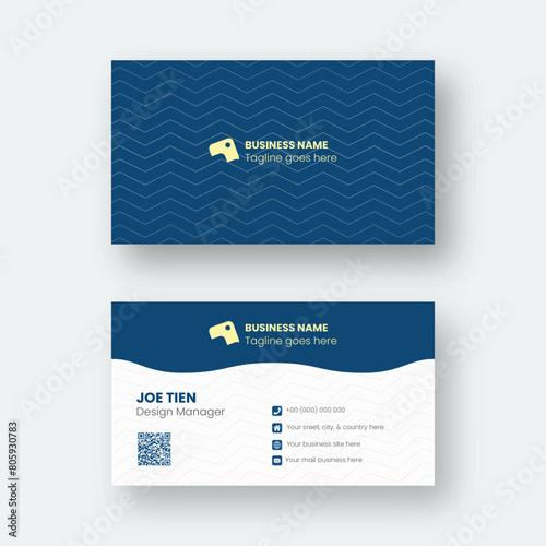 Two side name card design template with simple abstract illustration