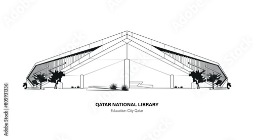 Beautiful View of Qatar National Library in Education City Qatar. World tourism day