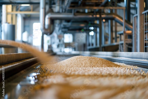 Industrial Flour Milling Process: Modern Mill Inside for Making Flour from Grain photo