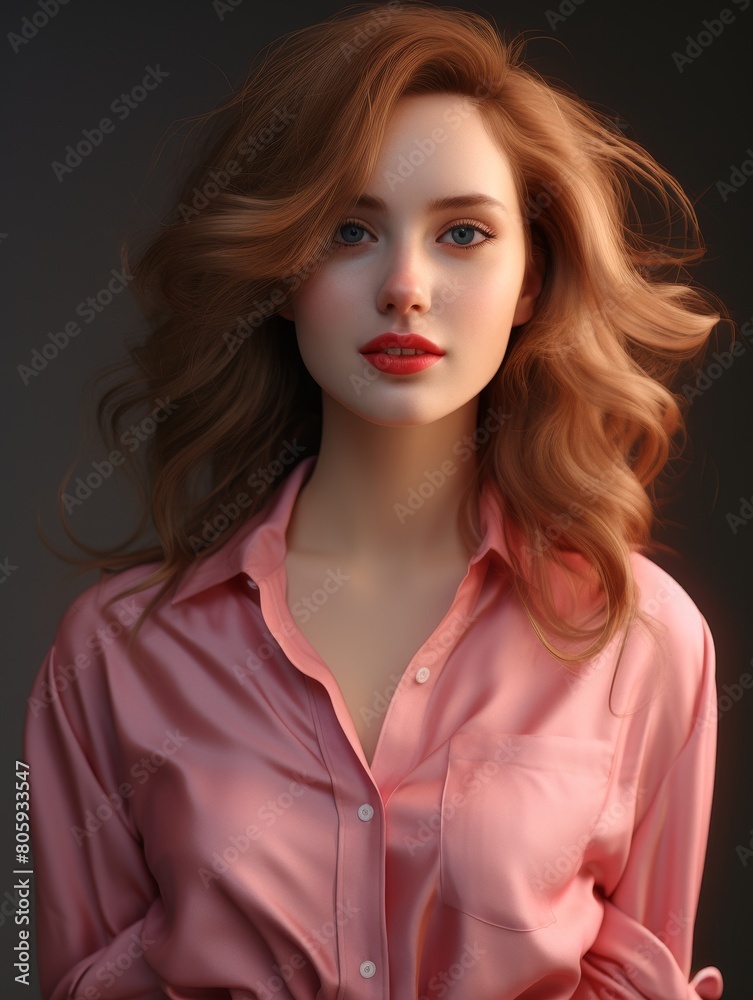 Captivating redhead with flowing hair and vibrant makeup Captivating redhead with flowing hair and vibrant makeup