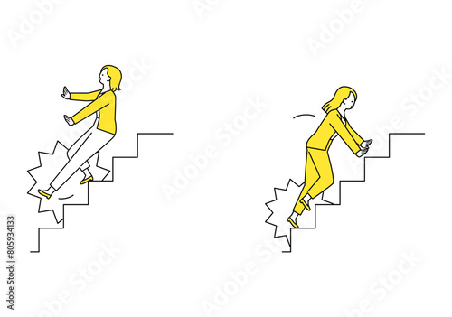  段差で転ぶ女性・バリエーション