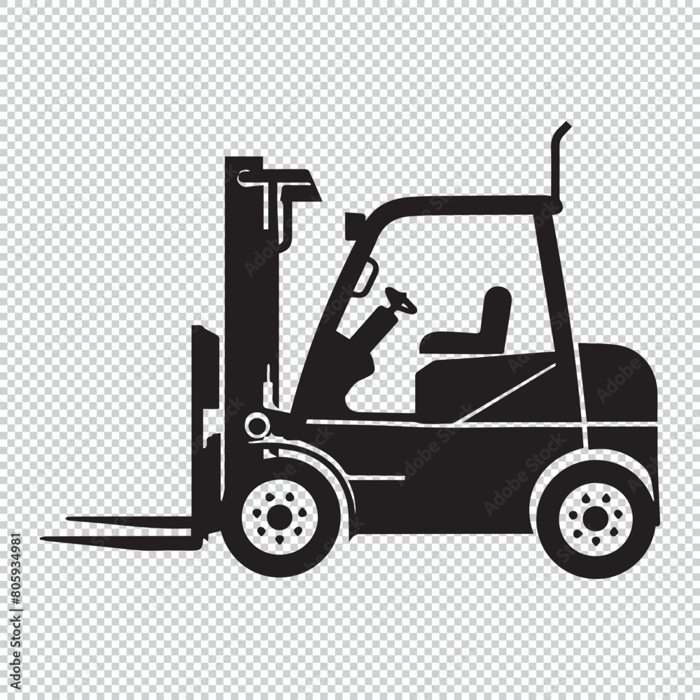 Black simple forklift logo icon, vector illustration on transparent background Black simple forklift logo icon, vector illustration on transparent background