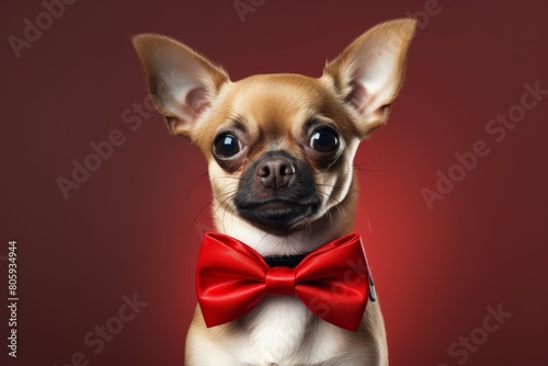 adorable chihuahua dog with red bow tie © Balaraw