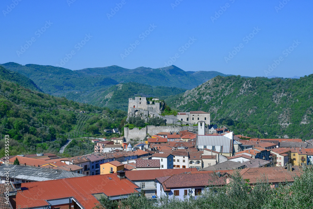 View of Balvano, a town in Basilicata, Italy