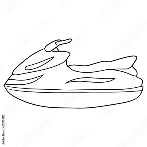 jet ski illustration hand drawn outline vector
