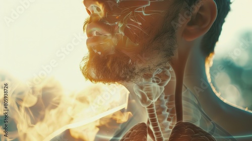 Respiratory health of a male man. Lung anatomy.